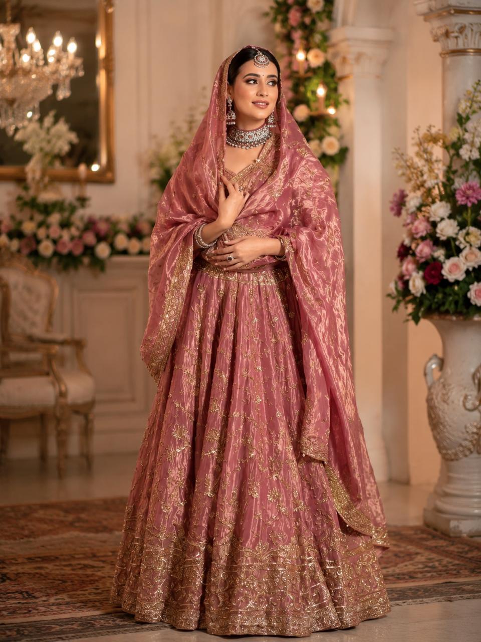 MyFashion -LEH26015 Pure Cosmo Silk Handwork Lehenga Set Collection