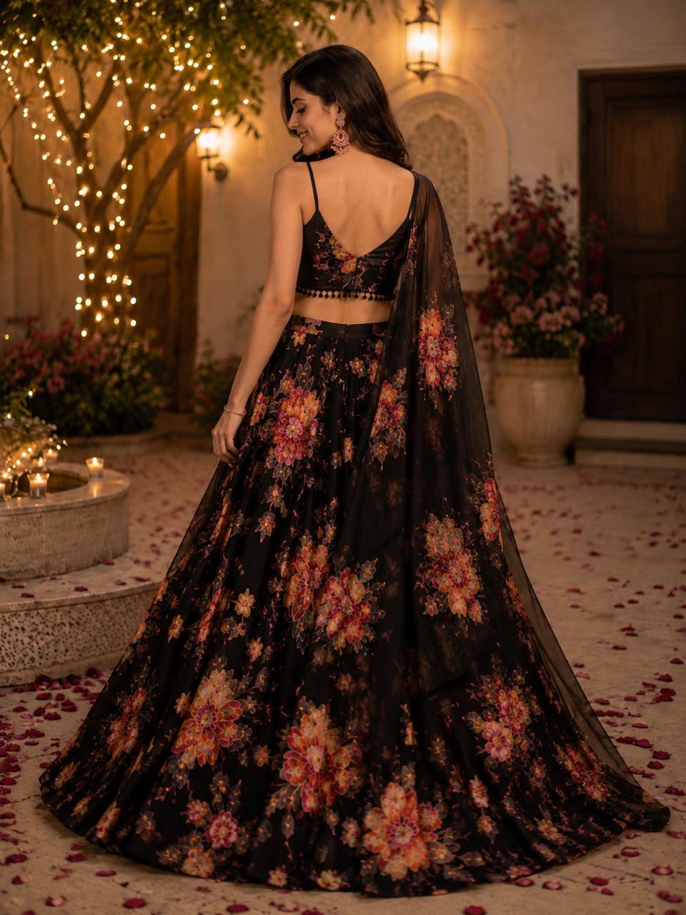 MyFashion -LEH26019 Viscose Organza Floral Lehenga Set with Pure Handwork