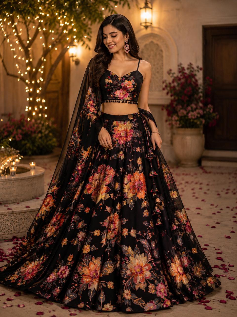 MyFashion -LEH26019 Viscose Organza Floral Lehenga Set with Pure Handwork