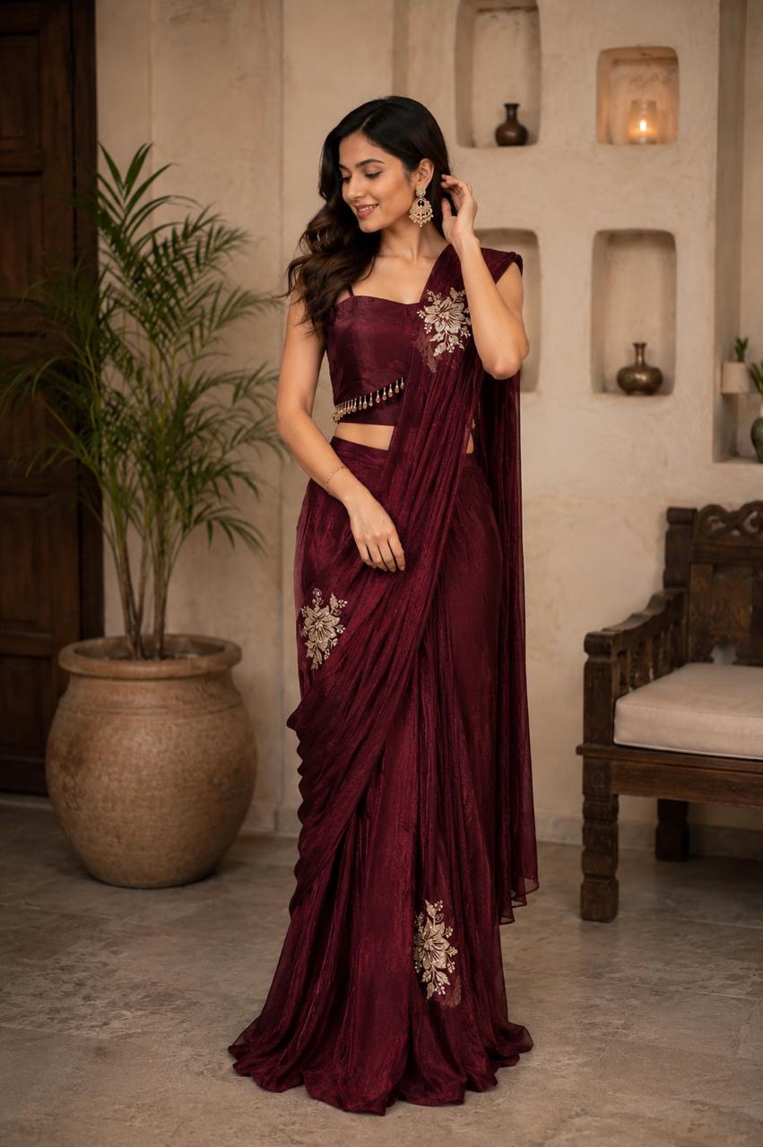 MyFashion -LEH26021 Pure Jimmy Choo Saree with Handwork Detailing