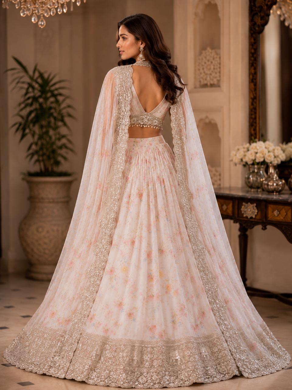 MyFashion -LEH26023 Pure Chanderi Digital Print Lehenga Set Collection