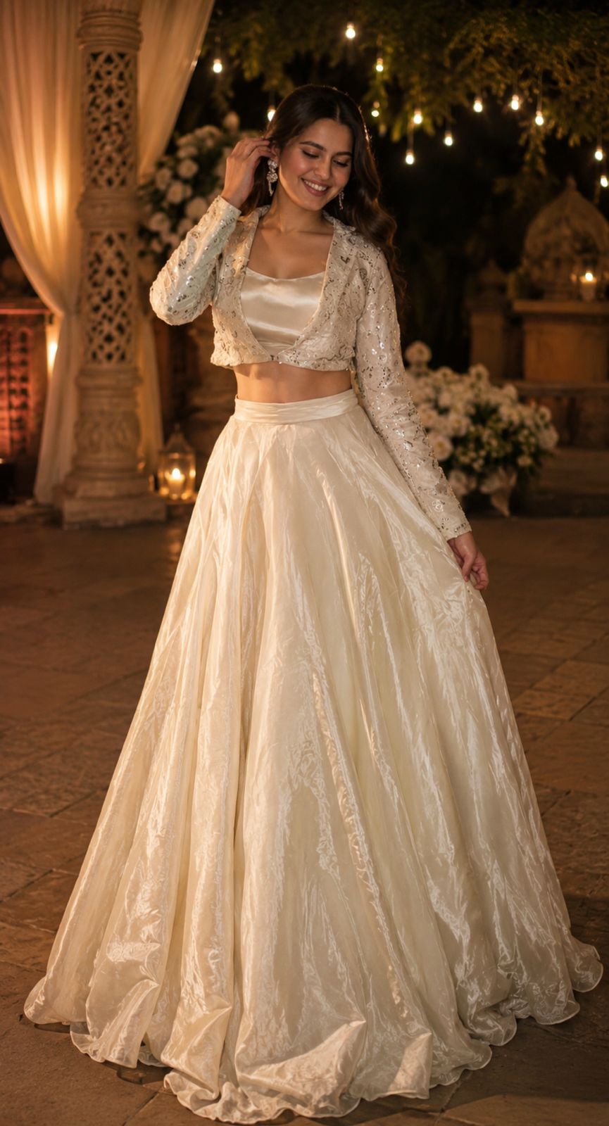 MyFashion -LIB26028 Cosmos Silk Skirt with Handwork Top – Elegant Party Wear Set