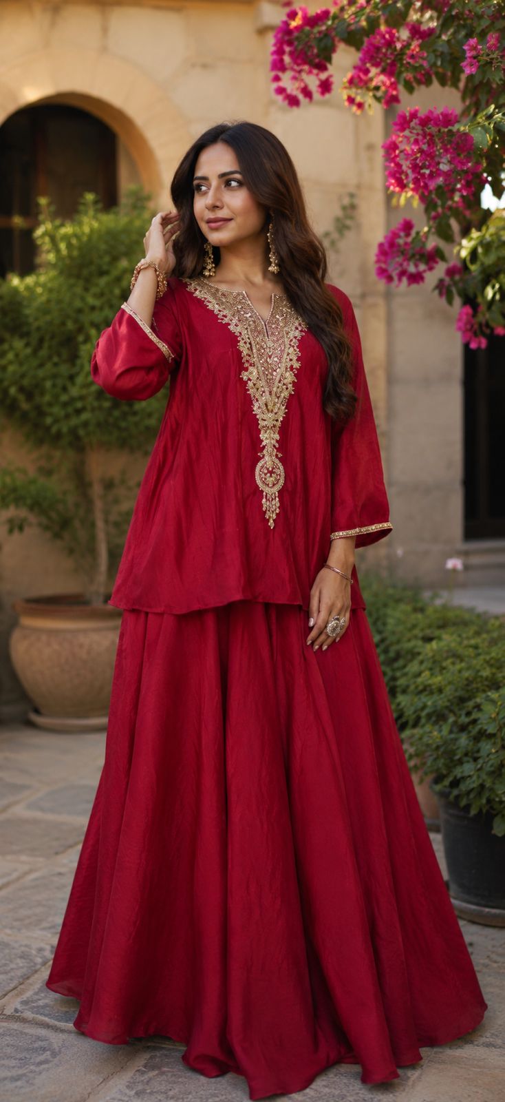 MyFashion -LIB26040 Pure Silk Co-Ord Set with Heavy Jari Work Neckline – Designer Ethnic Wear