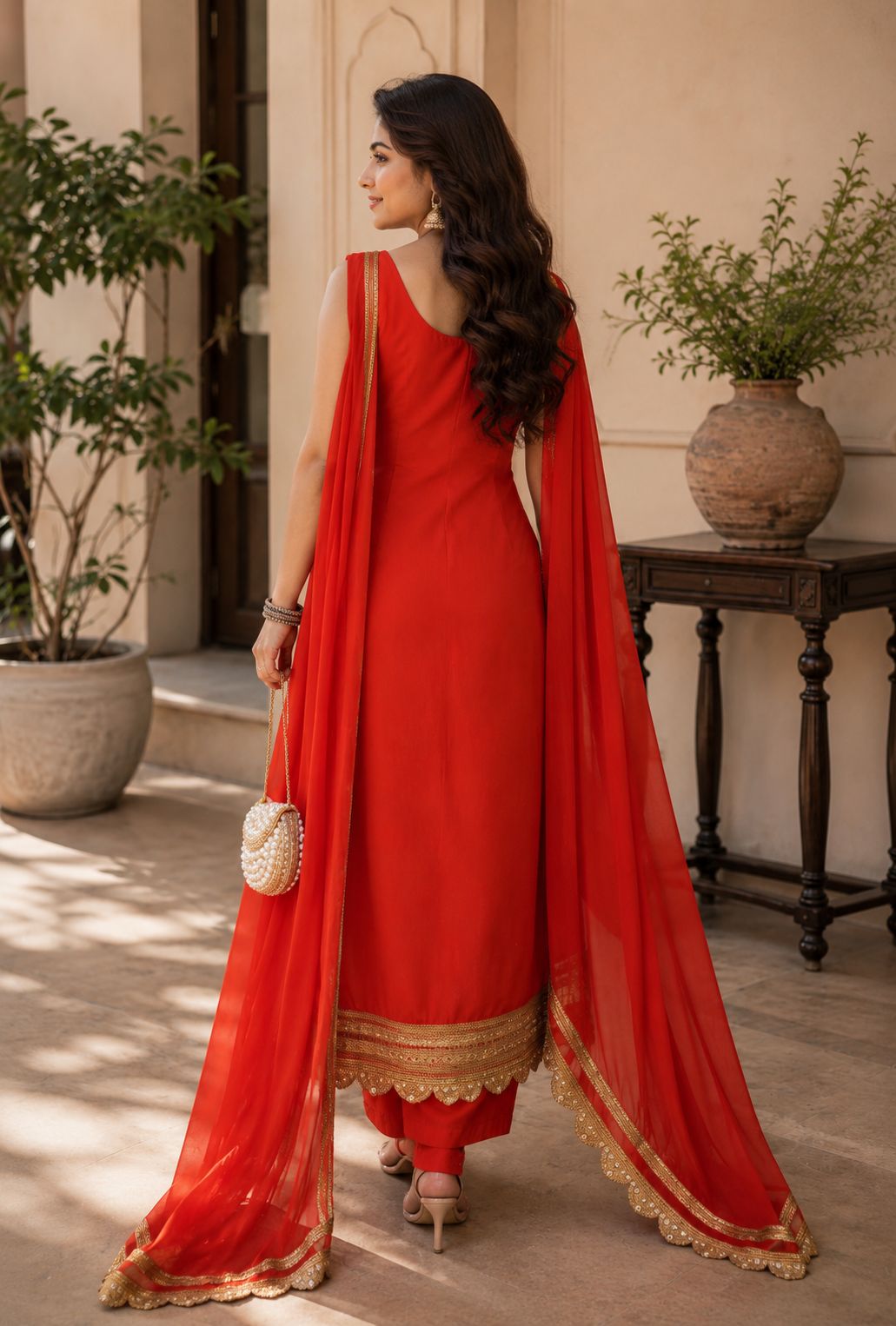 MyFashion -LIB26041 Pure Crepe Suit Set with Organza Dupatta & Handwork Lace