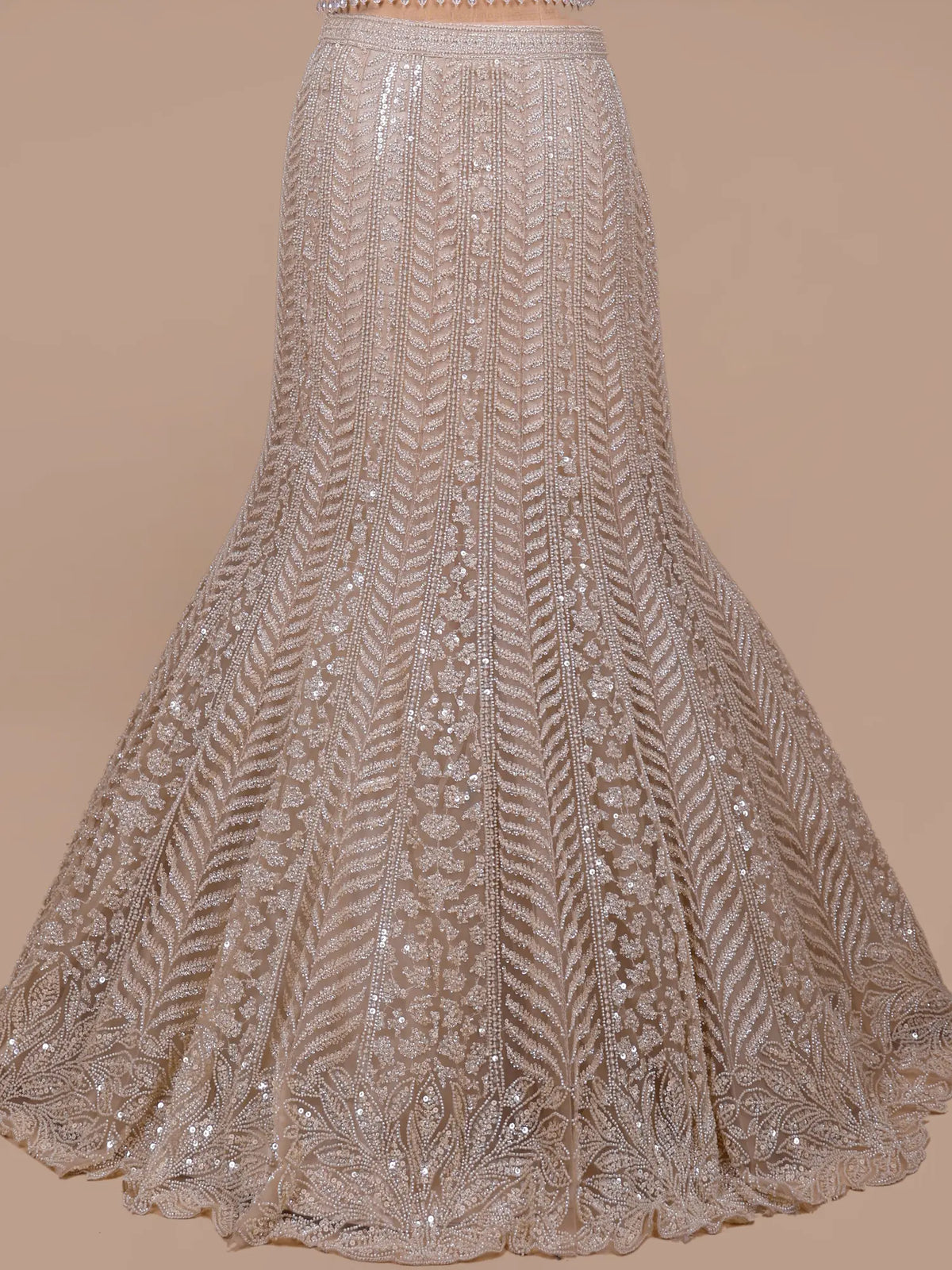 MyFashion KLS-2752 Champagne Net Fishcut Lehenga Online With Sequins Work