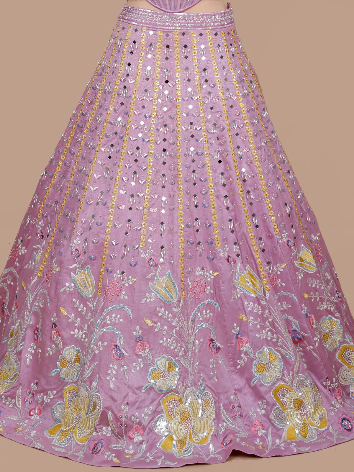 MyFashion KLS-2765 Stylish Lilac Party Wear Silk Lehenga Mirror Diamond Design