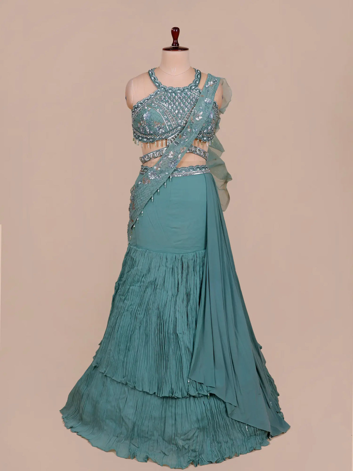 MyFashion -KLS-2821 Saree Style Lehenga With Luxury Pearl Work For Wedding Glam Look