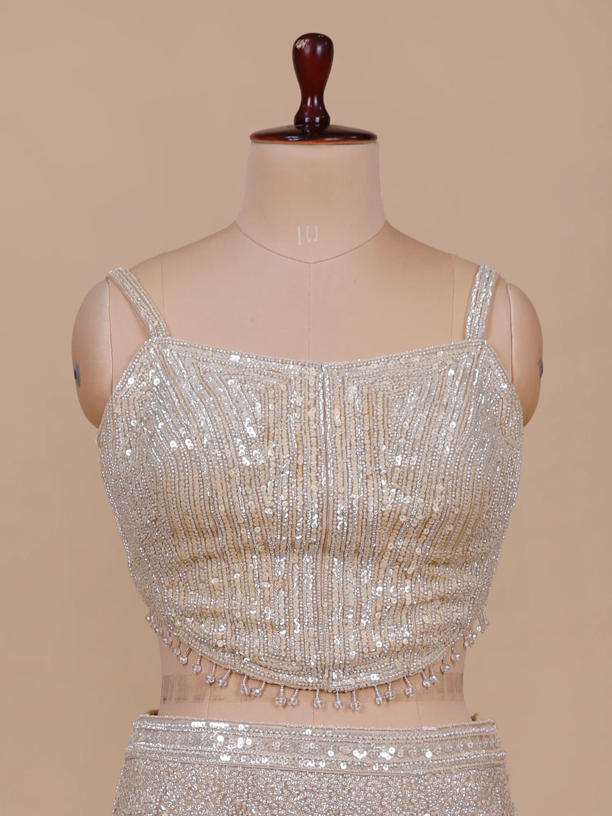 MyFashion KLS-2742 Champagne Net Fishcut Lehenga With Sequins Work