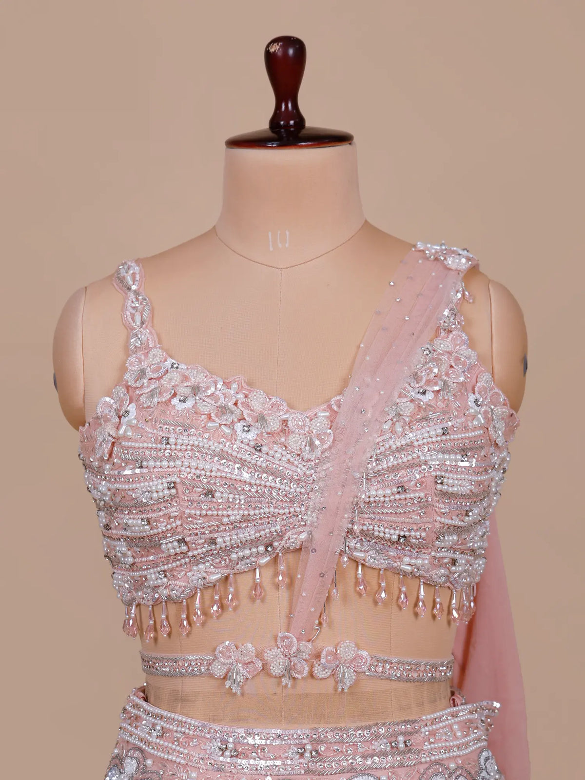 MyFashion KLS-2735 Luxury Dusty Rose Georgette Crystal Pearl Lehenga