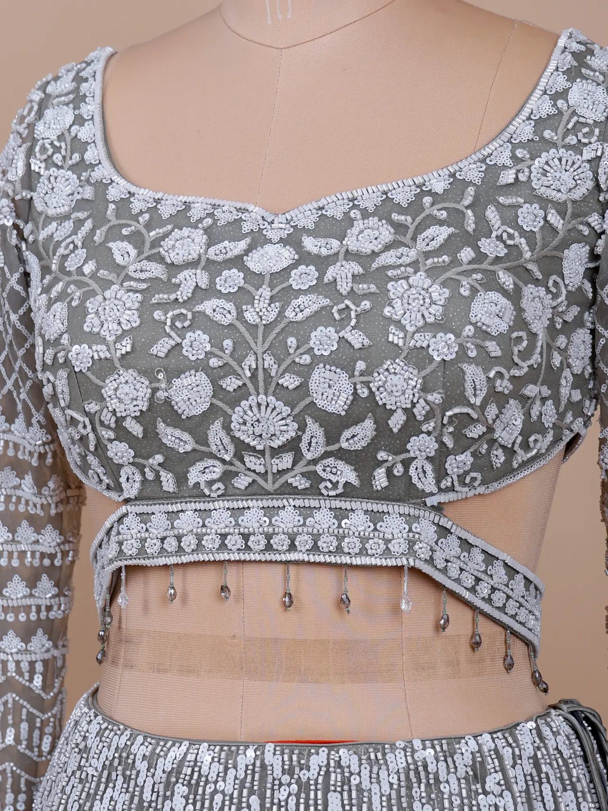 MyFashion KLS-2746 Luxury Grey Net Sequins Party Wear Lehenga