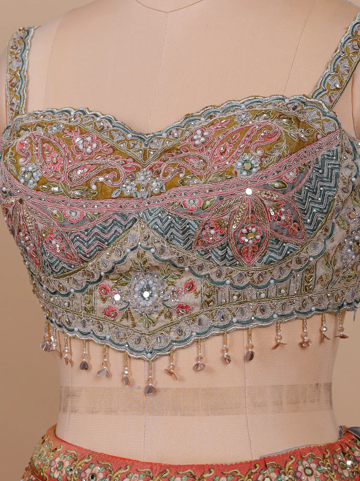 MyFashion KLS-2758 Premium Luxury Multi Color Silk Lehenga Pearl Diamond Detailing