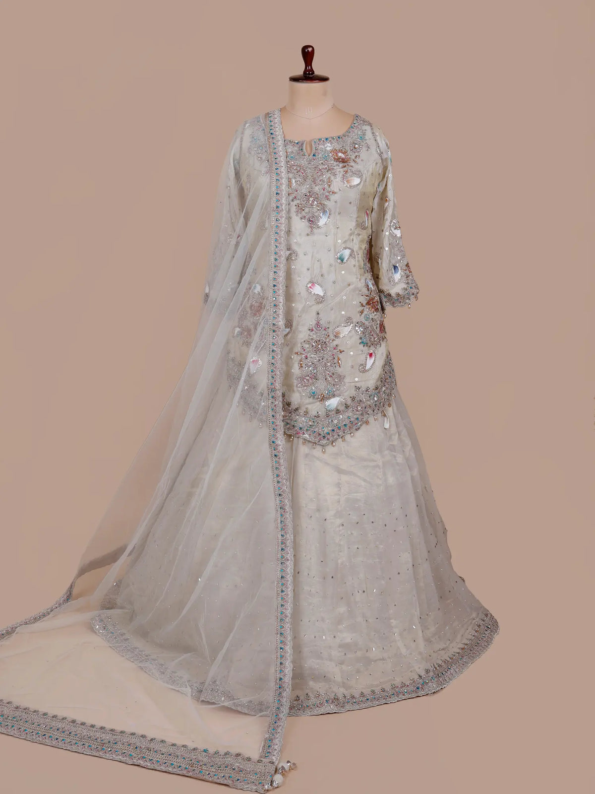 MyFashion -KLS-2828 Traditional Indian Off White Peplum Lehenga With Luxury Work