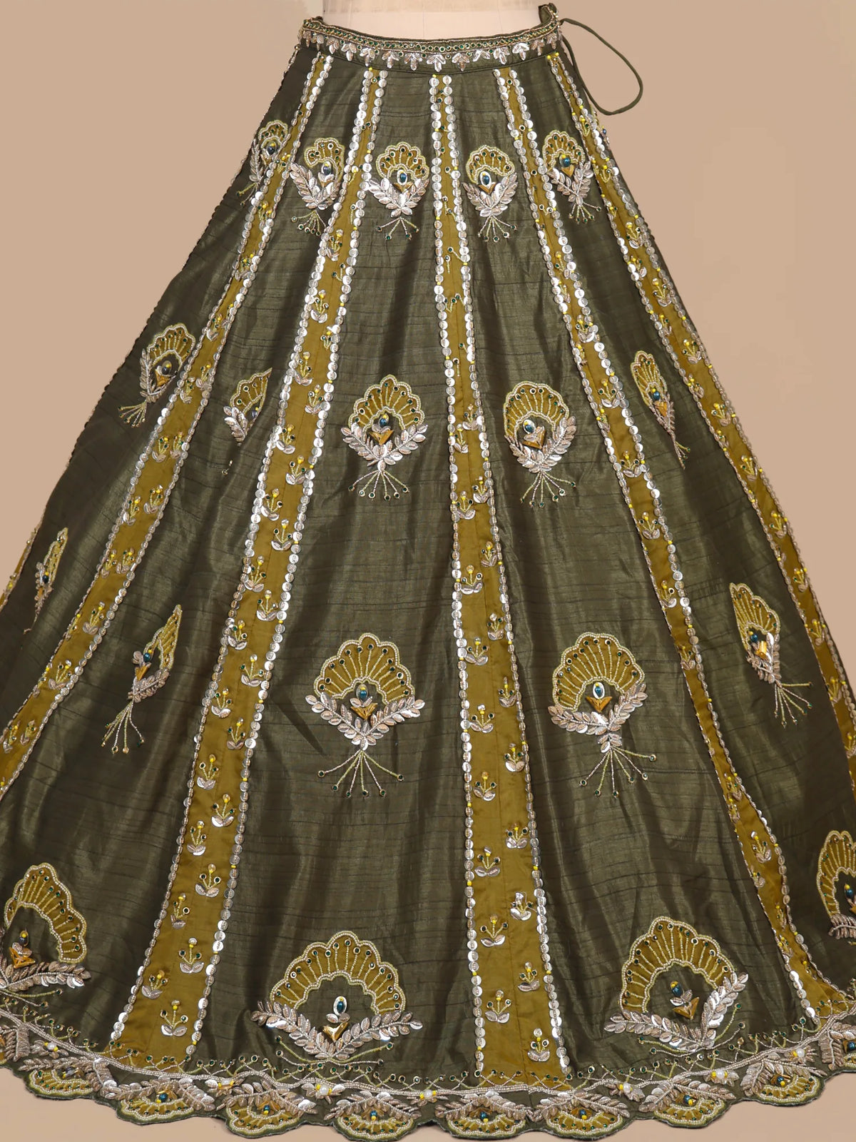 MyFashion KLS-2716 Designer Olive Green Silk Traditional Lehenga