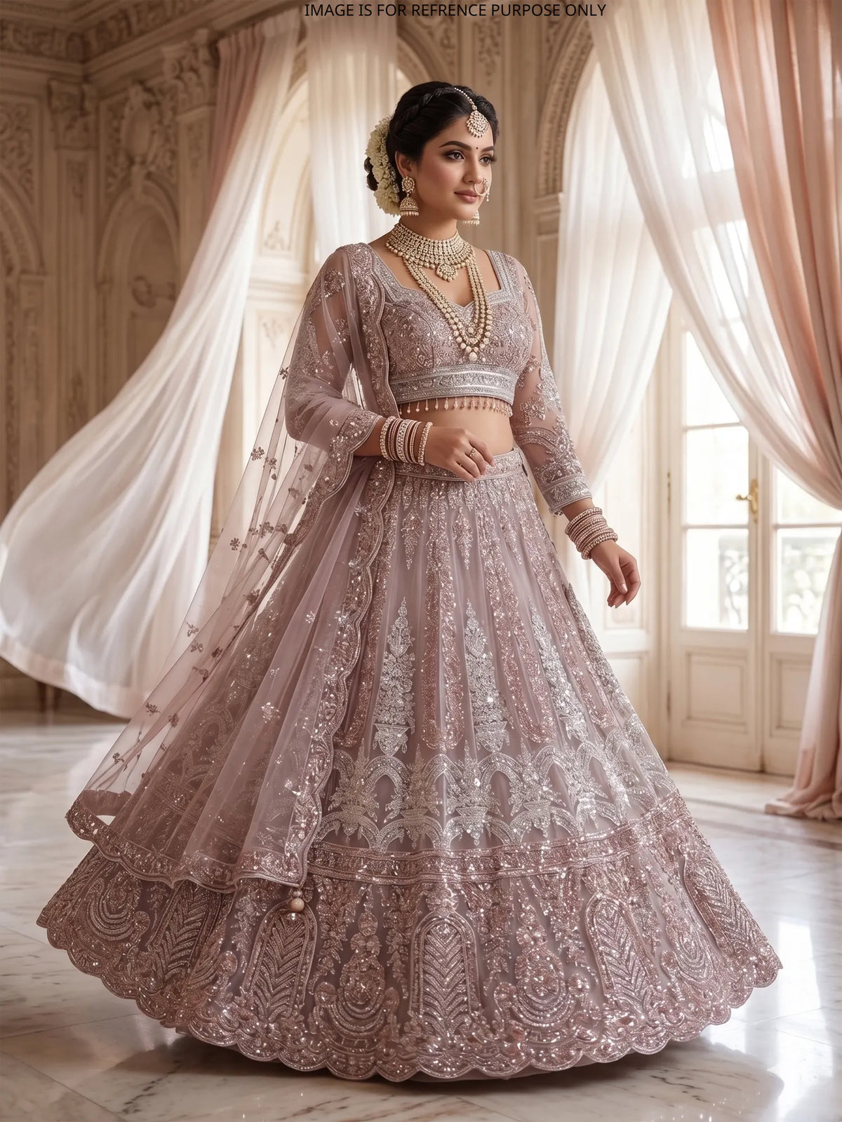 MyFashion KLS-2795 Luxury Party Wear Onion Pink Net Lehenga With Diamond Work