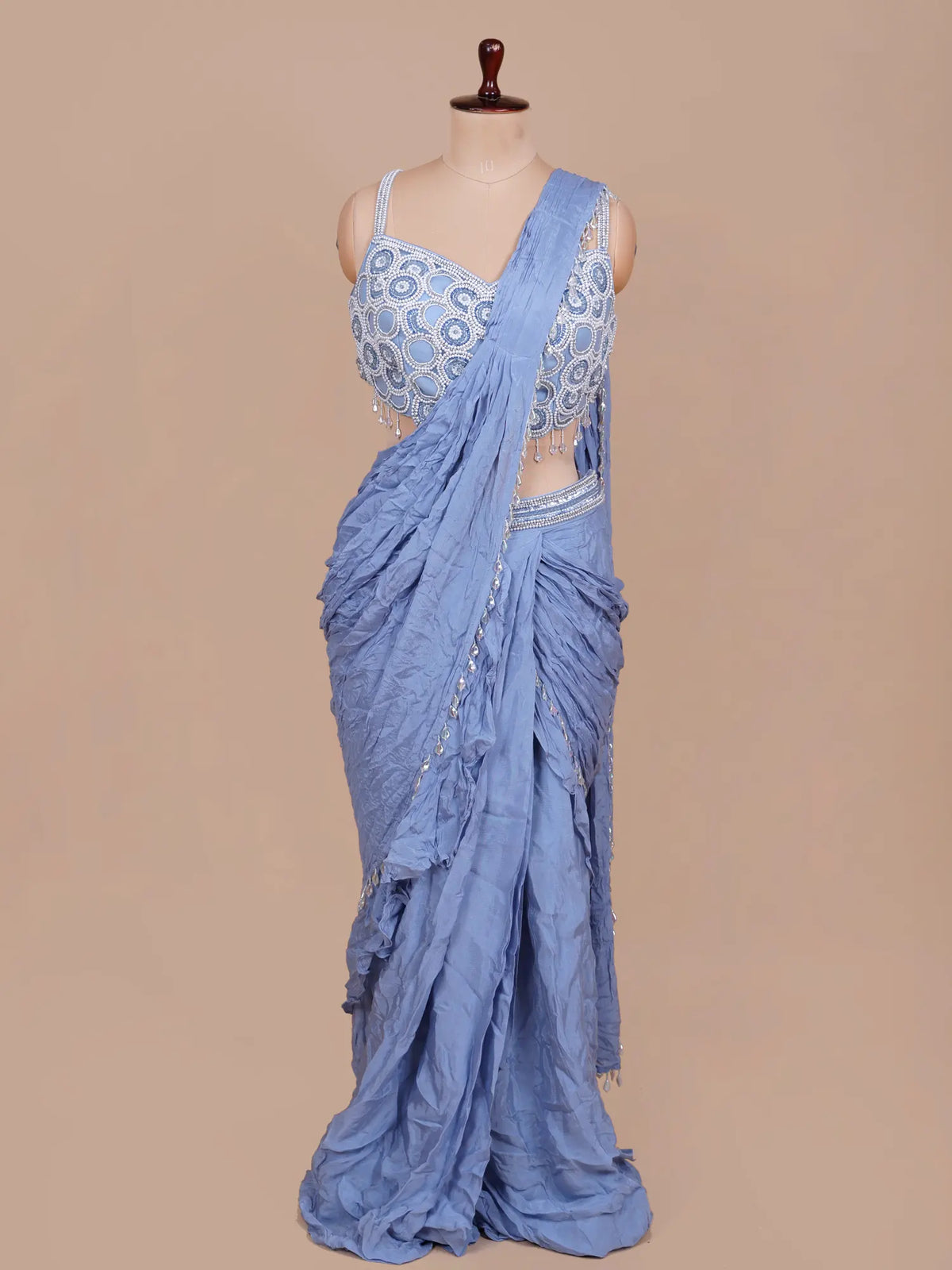 MyFashion KLS-2829 Designer Powder Blue Pre Draped Saree For Party Wear