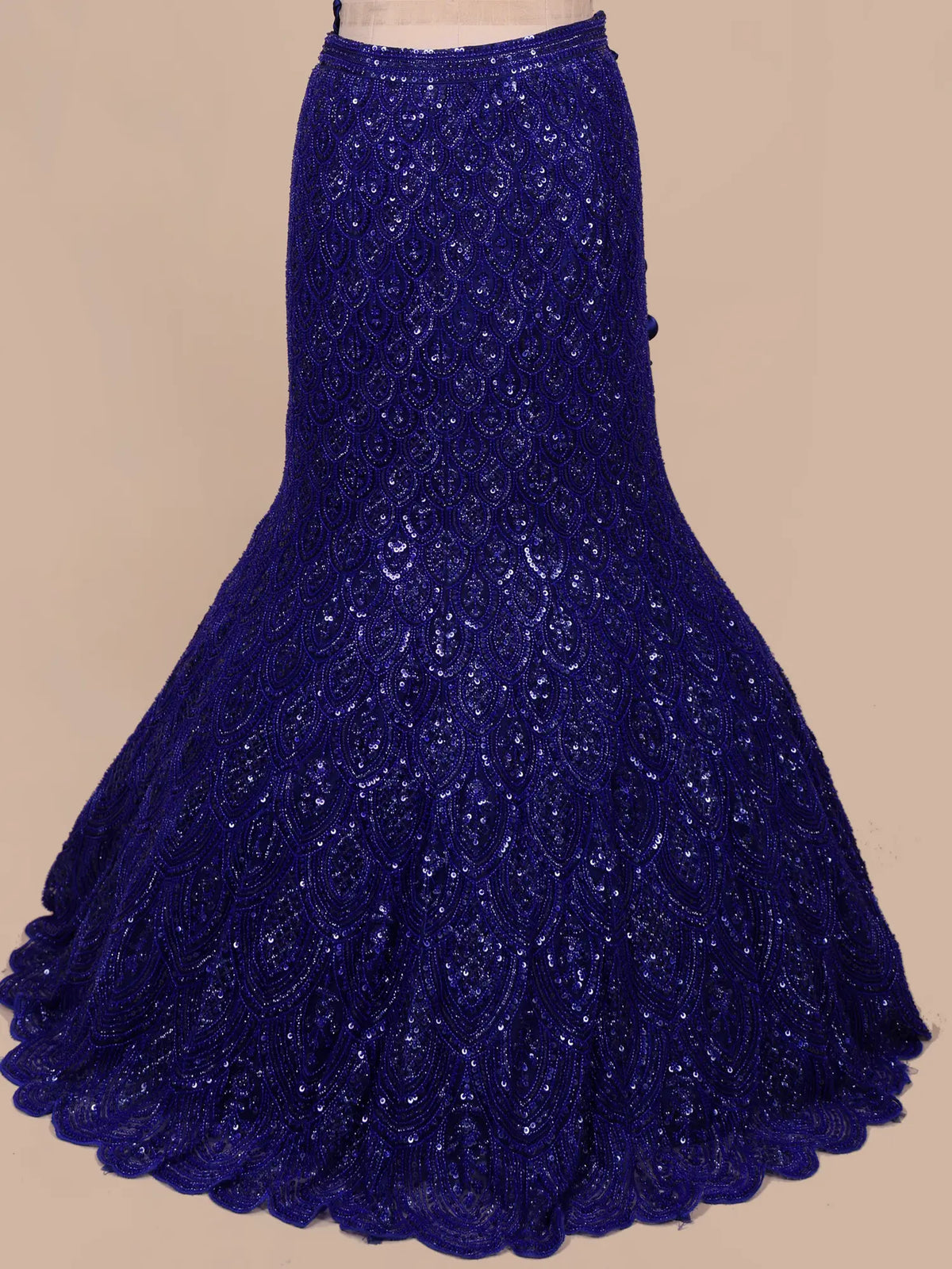 MyFashion KLS-2750 Royal Blue Net Fishcut Lehenga Sequins Beads Work