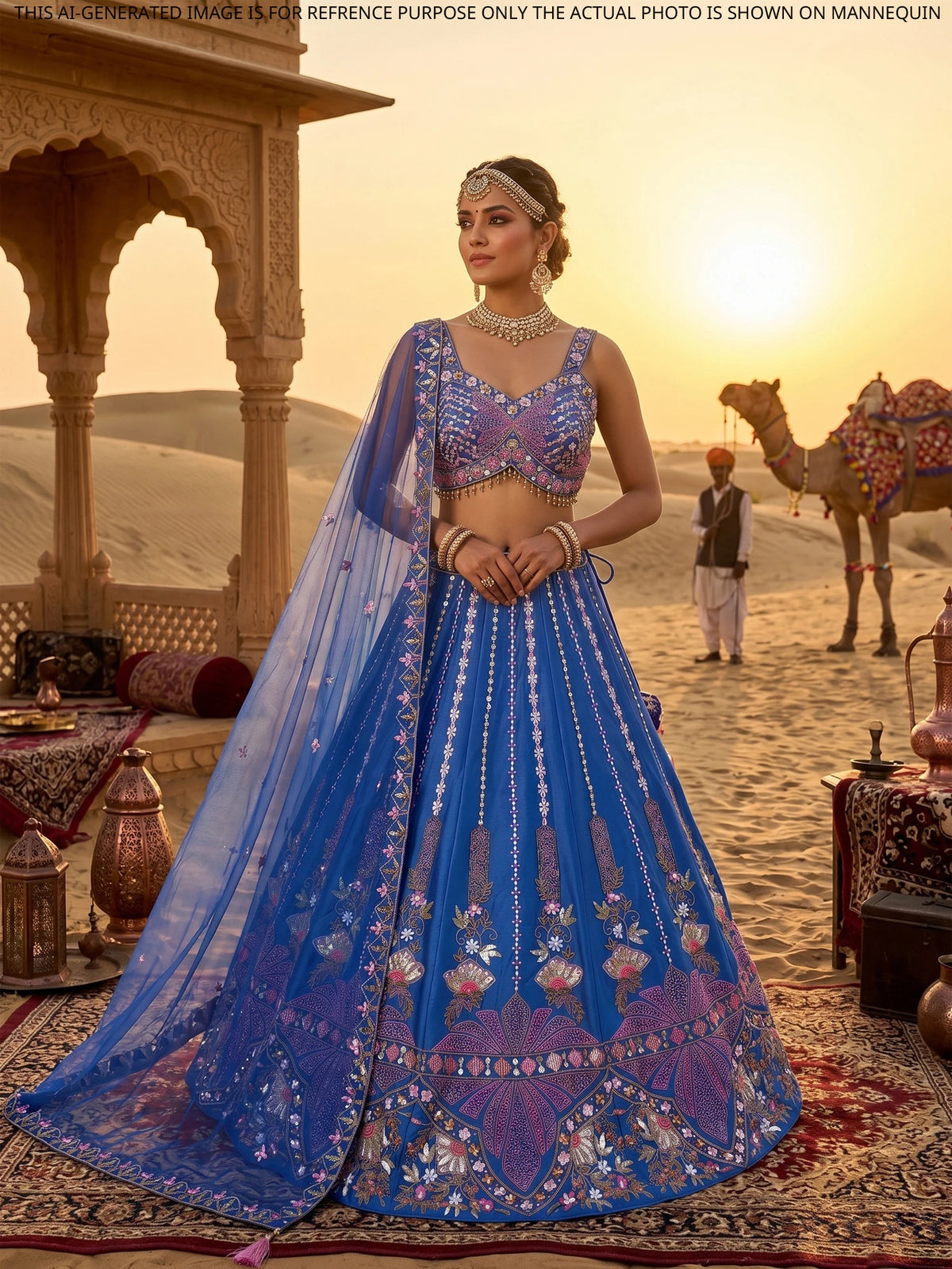 MyFashion KLS-2717 Luxury Royal Blue Raw Silk Designer Lehenga Choli