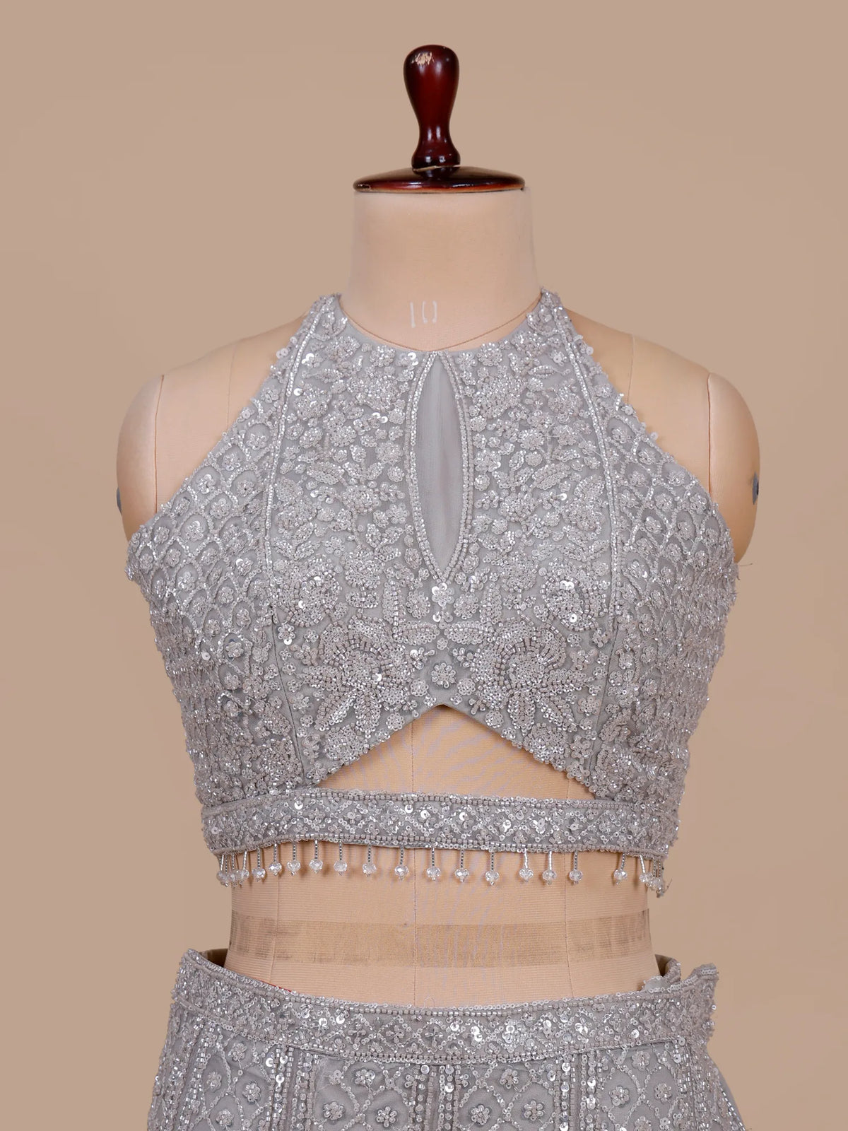 MyFashion KLS-2745 Silver Net Fishcut Wedding Lehenga Cut Dana Work Design