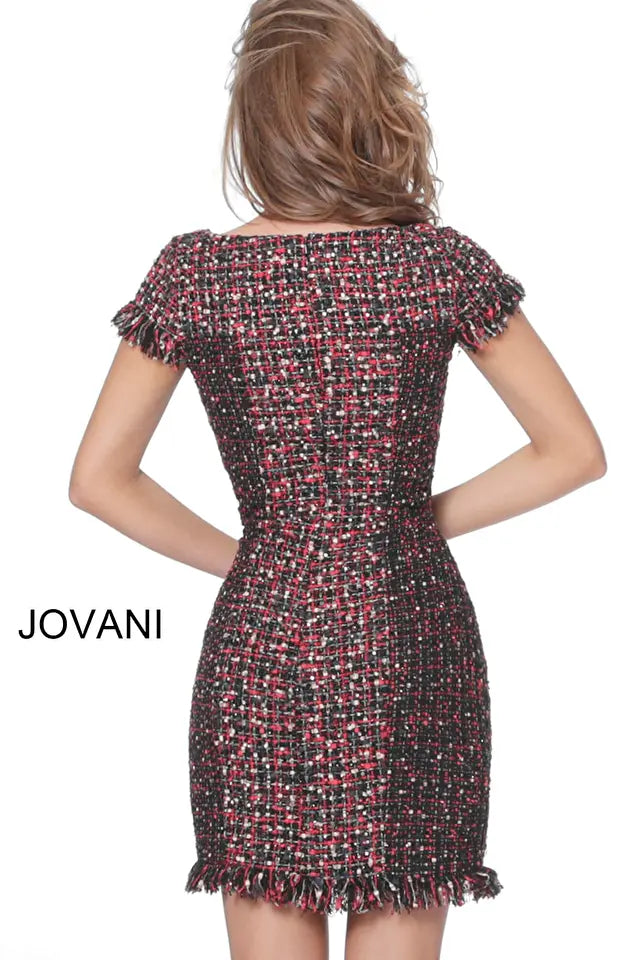 Jovani -M1042 Multi Short Sleeve Contemporary Dress