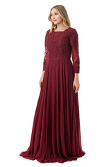 Aspeed Design -M2387 Embroidered Long Sleeve A Line Dress