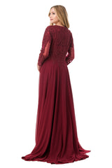 Aspeed Design -M2387 Embroidered Long Sleeve A Line Dress