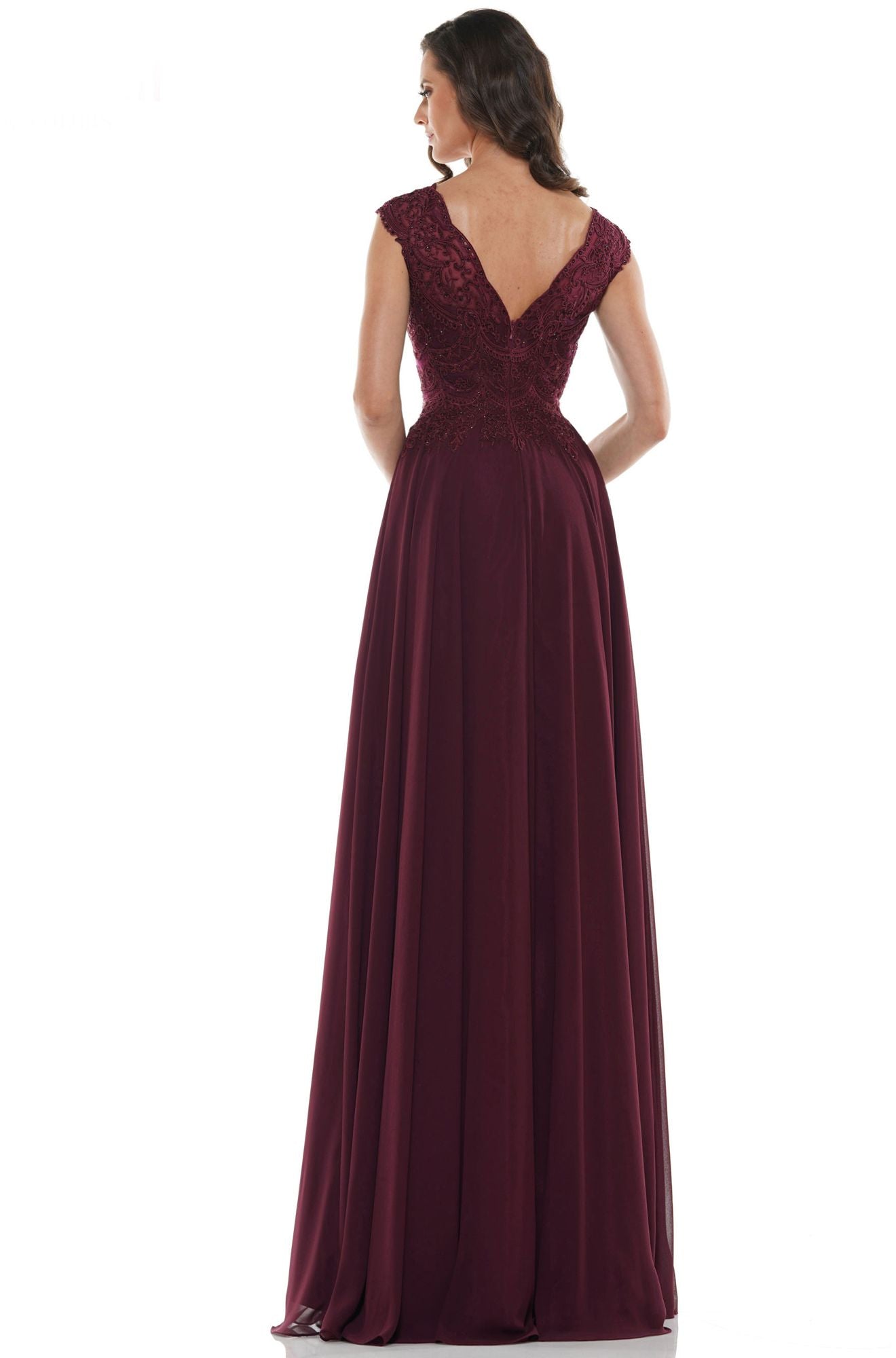 Marsoni by Colors -M238 A Line Chiffon Dress With Embroidered Bodice