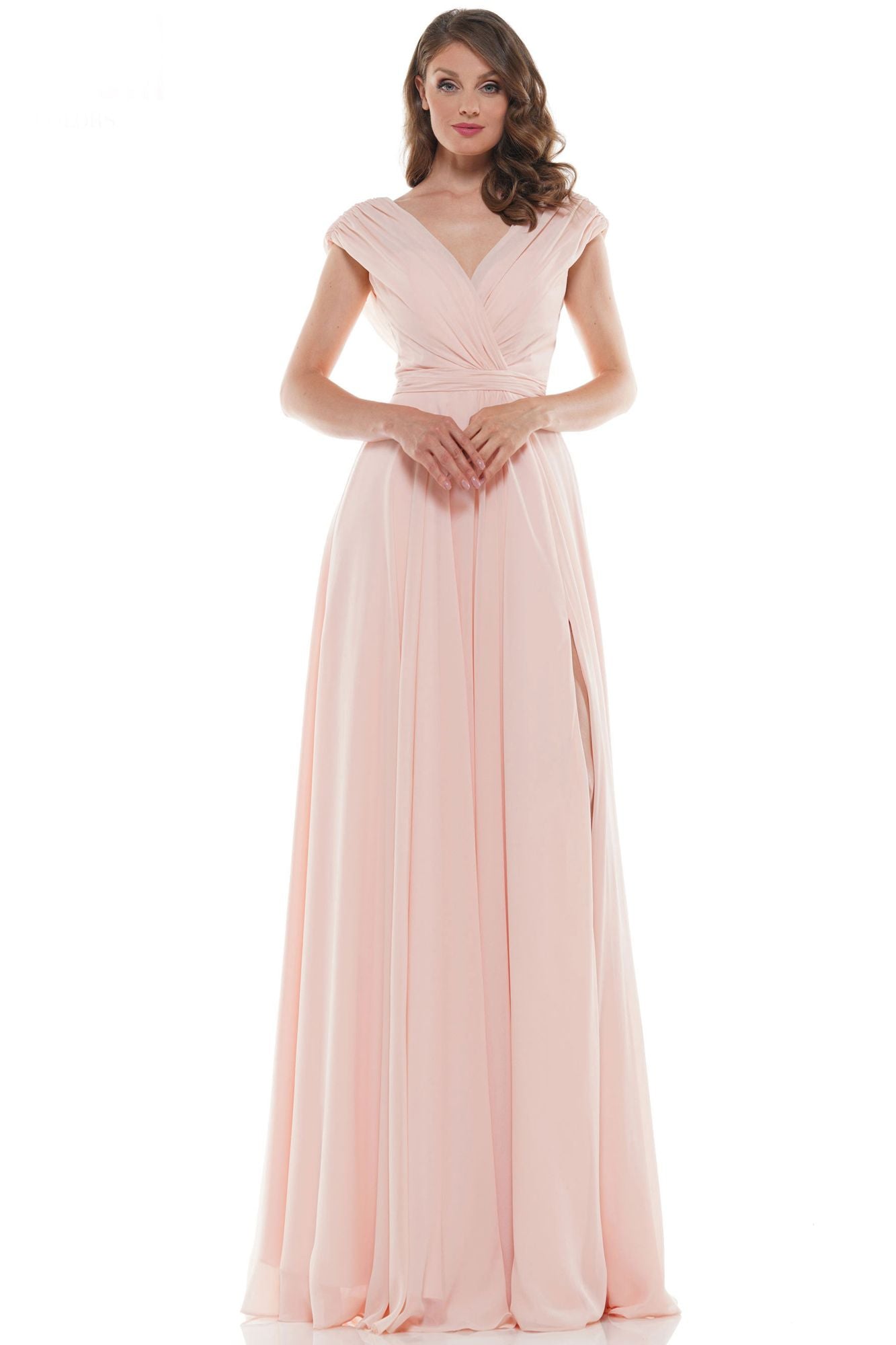 Marsoni by Colors -M251 -1 Chiffon Gathered V-Neck Gown