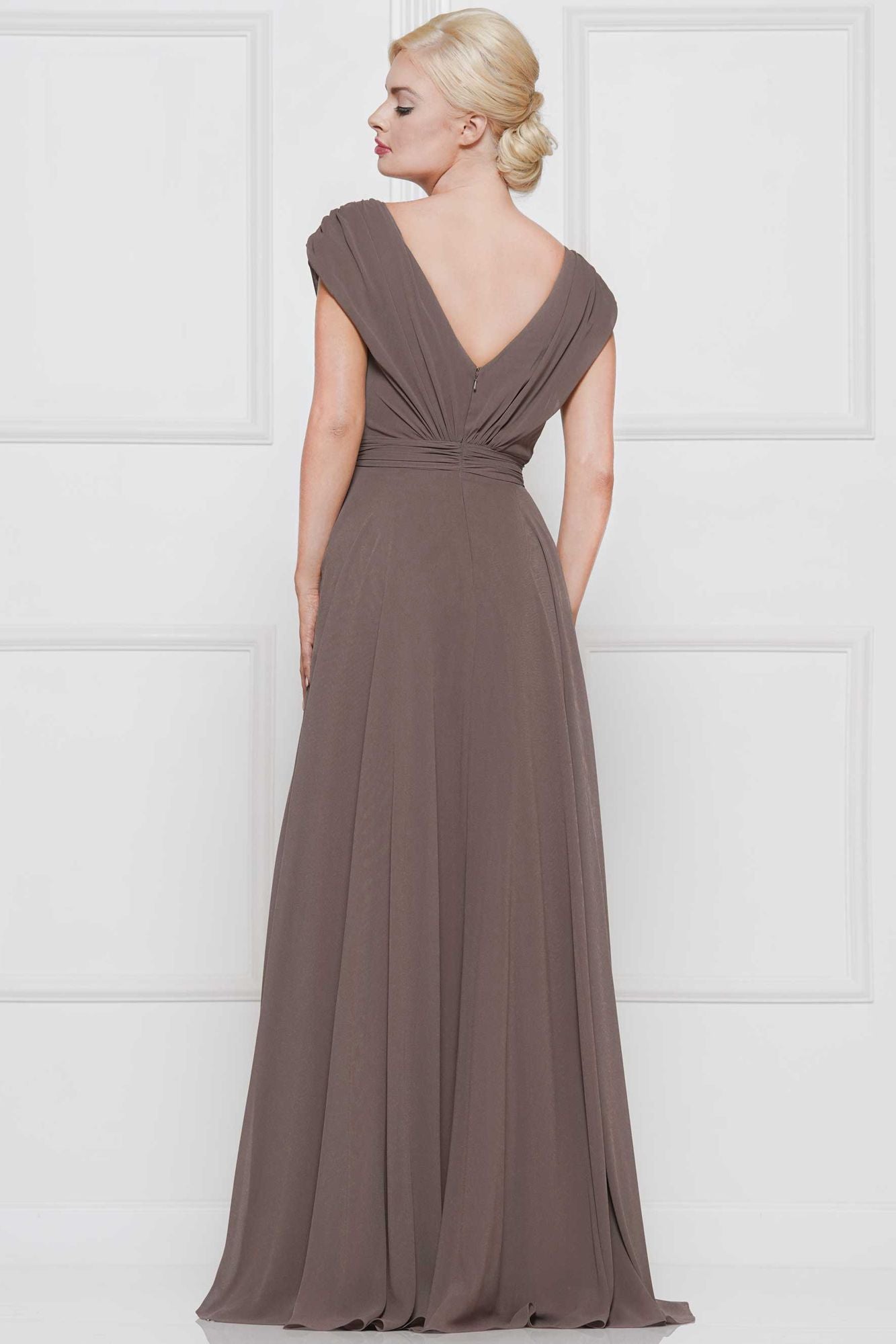 Marsoni by Colors -M251 -1 Chiffon Gathered V-Neck Gown