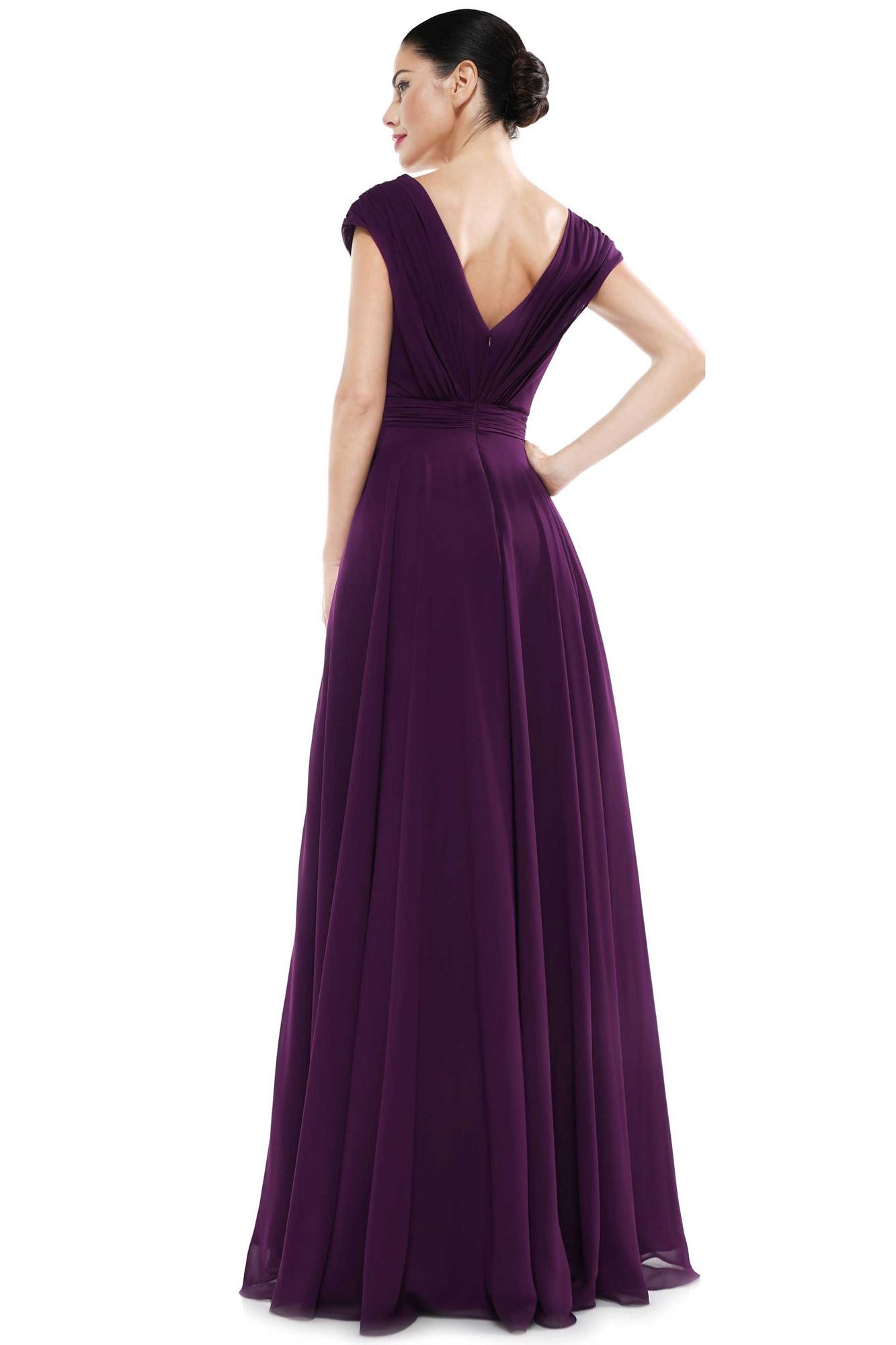 Marsoni by Colors -M251 -1 Chiffon Gathered V-Neck Gown