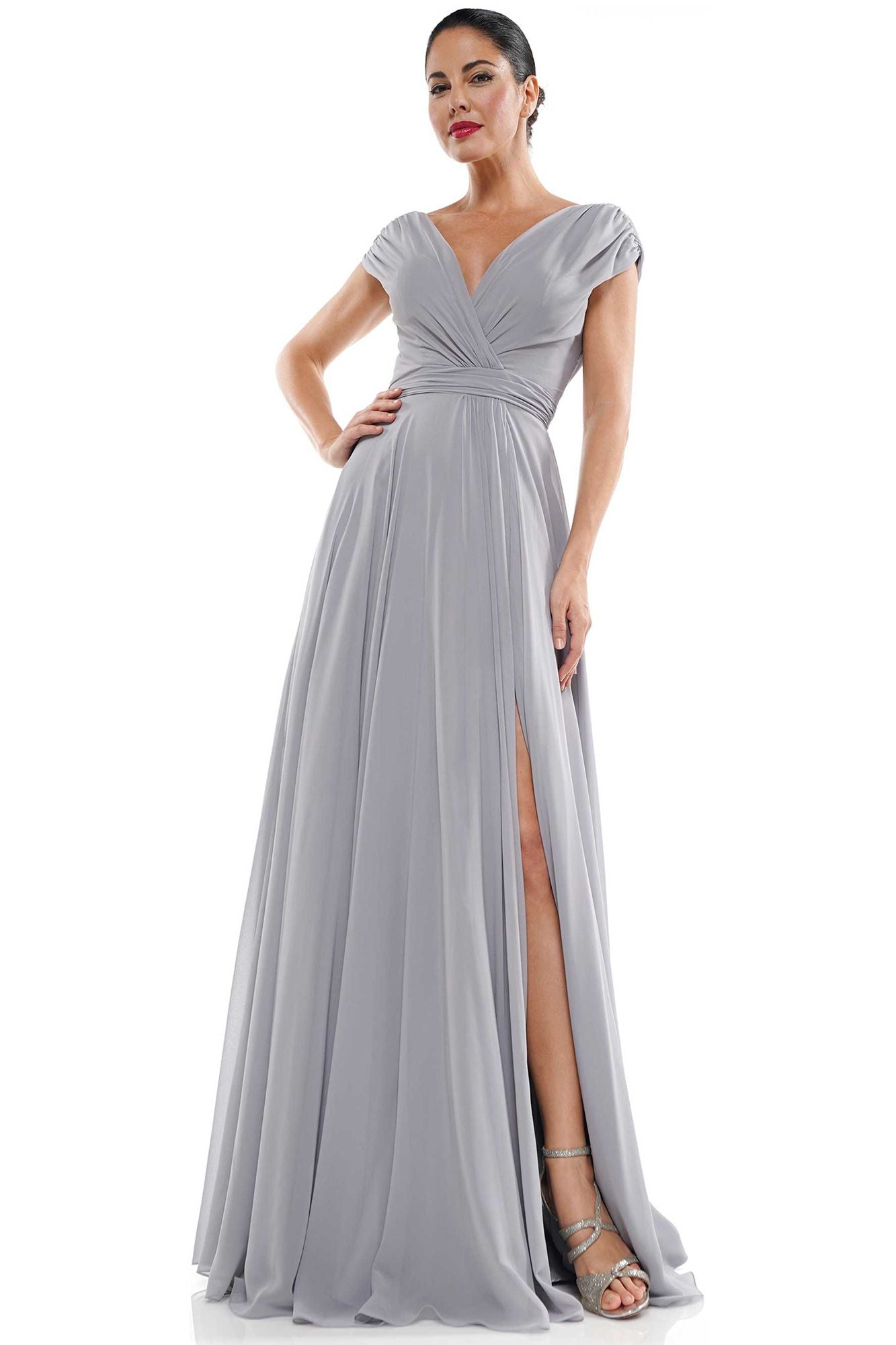 Marsoni by Colors -M251 -1 Chiffon Gathered V-Neck Gown