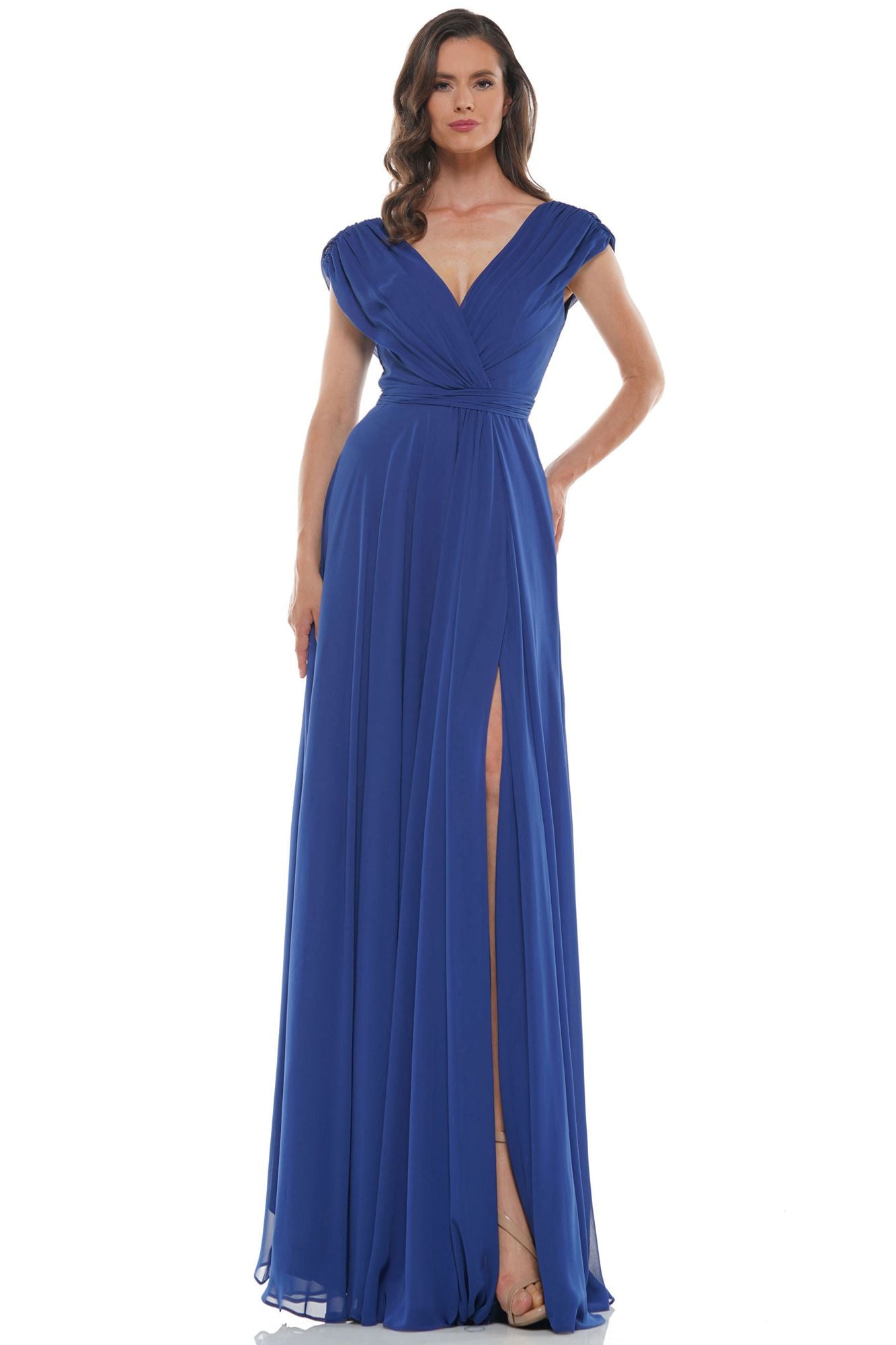 Marsoni by Colors -M251 -1 Chiffon Gathered V-Neck Gown