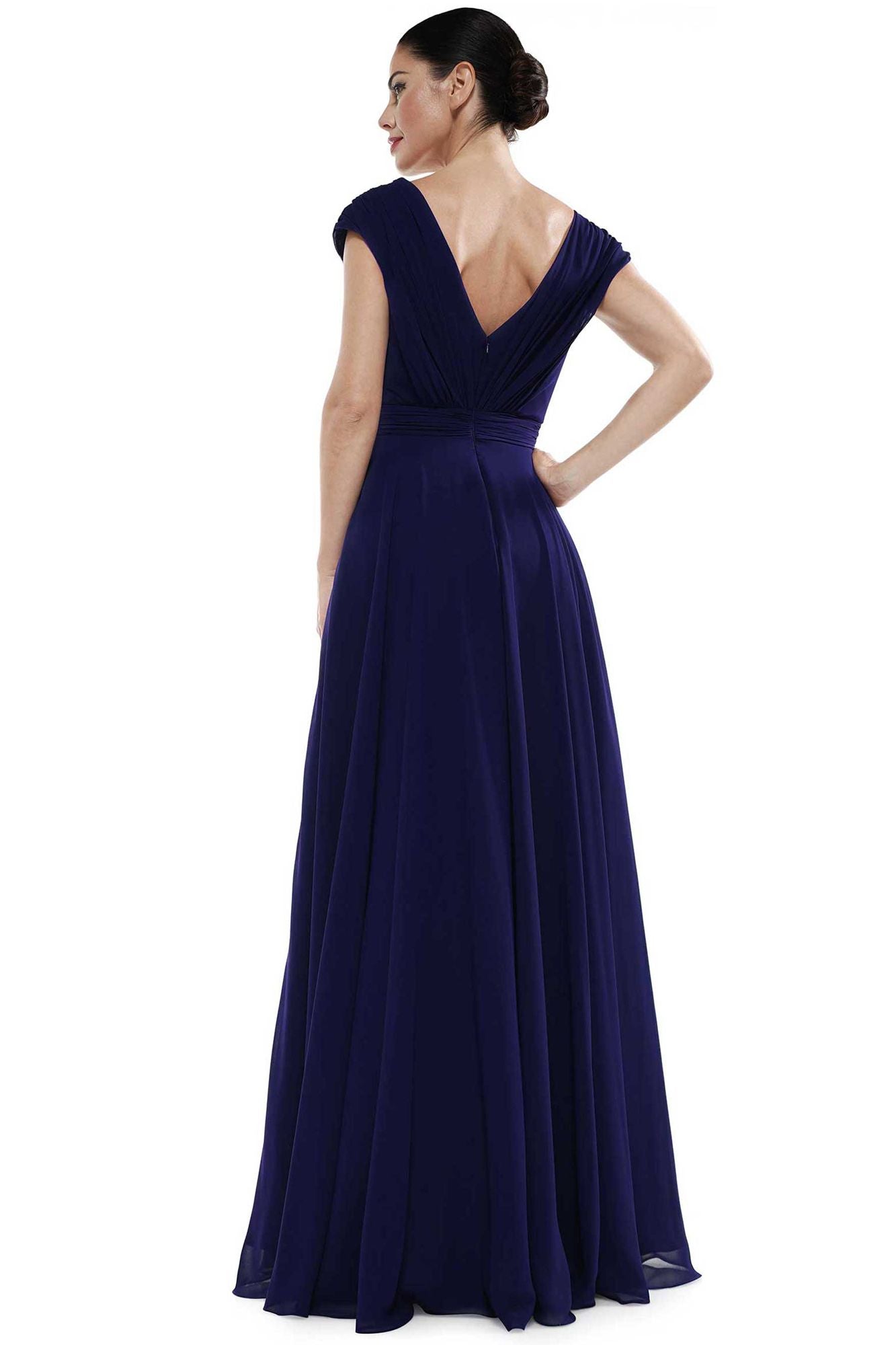 Marsoni by Colors -M251 -1 Chiffon Gathered V-Neck Gown