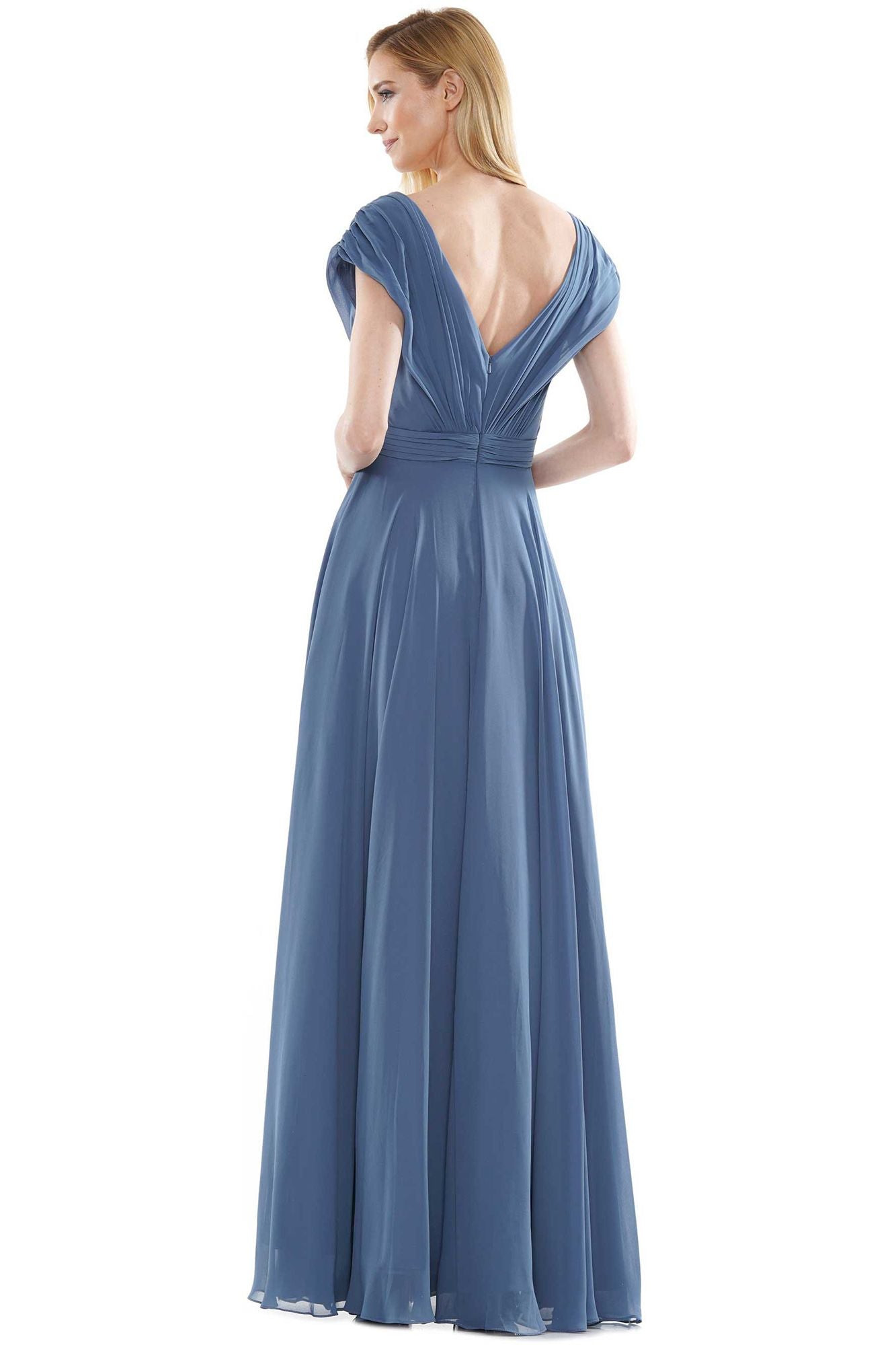 Marsoni by Colors -M251 -1 Chiffon Gathered V-Neck Gown