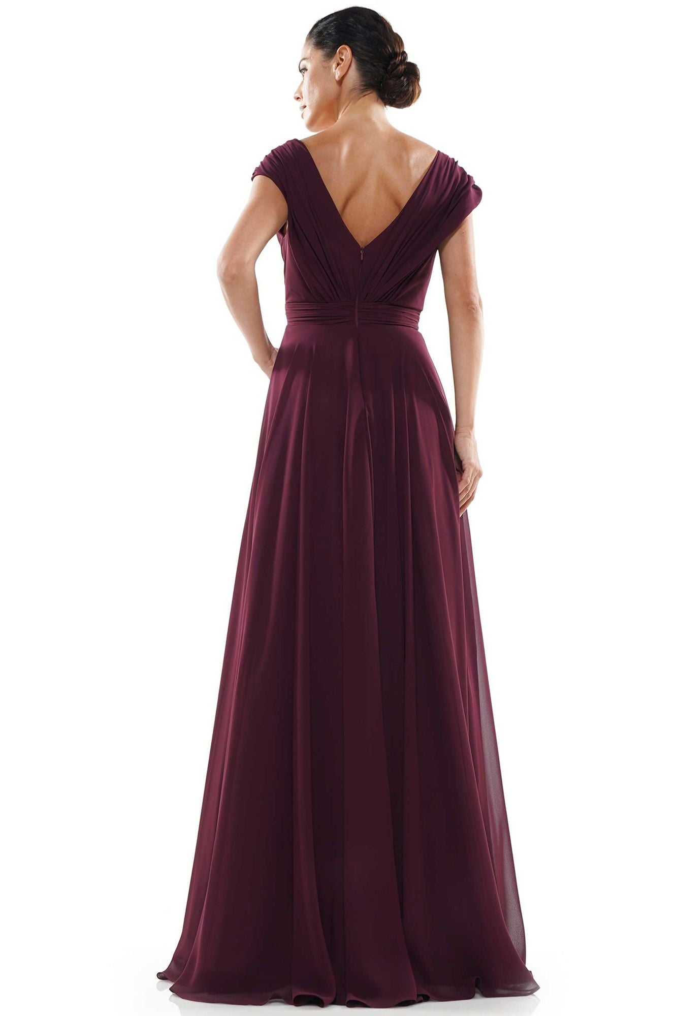 Marsoni by Colors -M251 -1 Chiffon Gathered V-Neck Gown