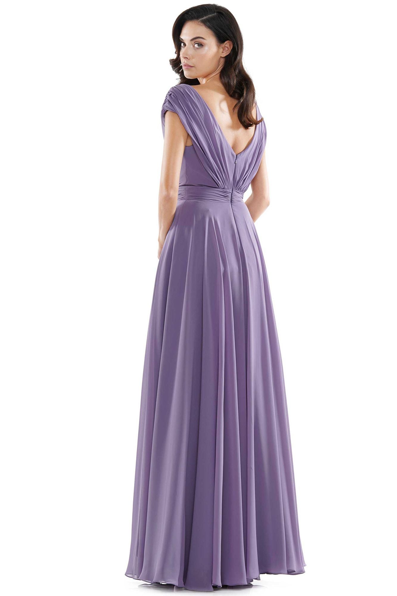 Marsoni by Colors -M251 -1 Chiffon Gathered V-Neck Gown