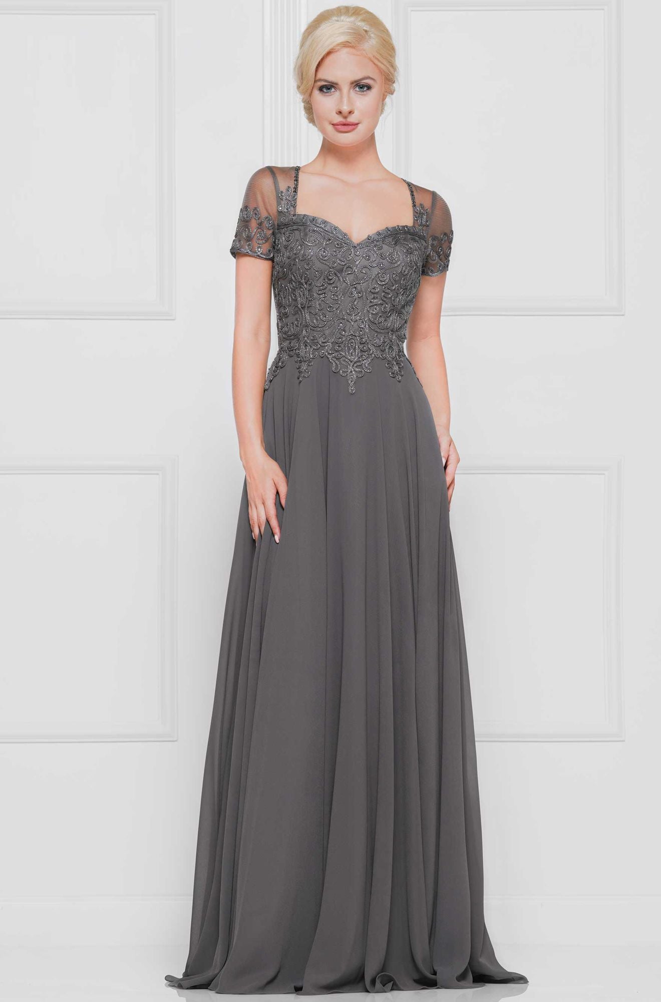 Marsoni by Colors -M271 A Line Dress With Soutache Embroidered