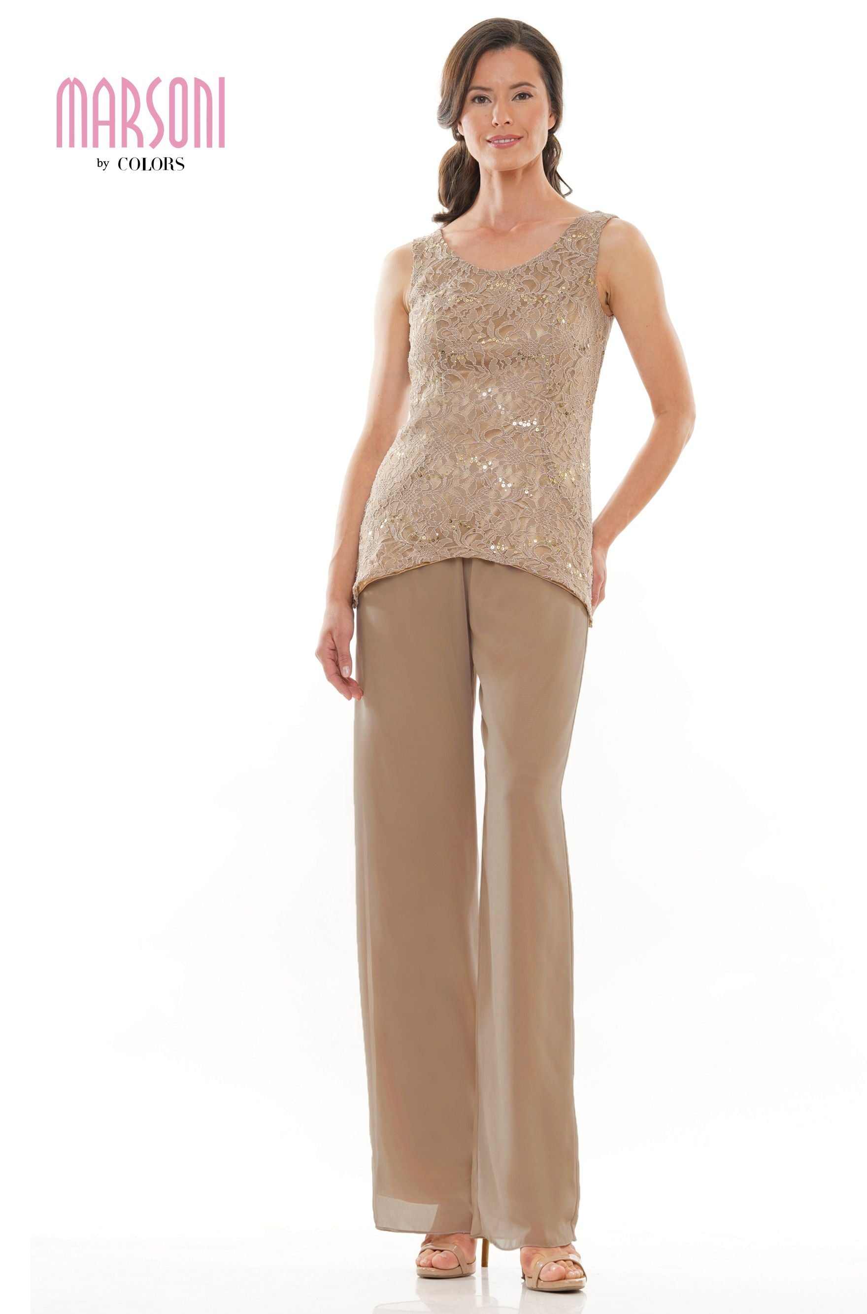 Marsoni by Colors -M303 Chiffon Jacket and Pants Suit