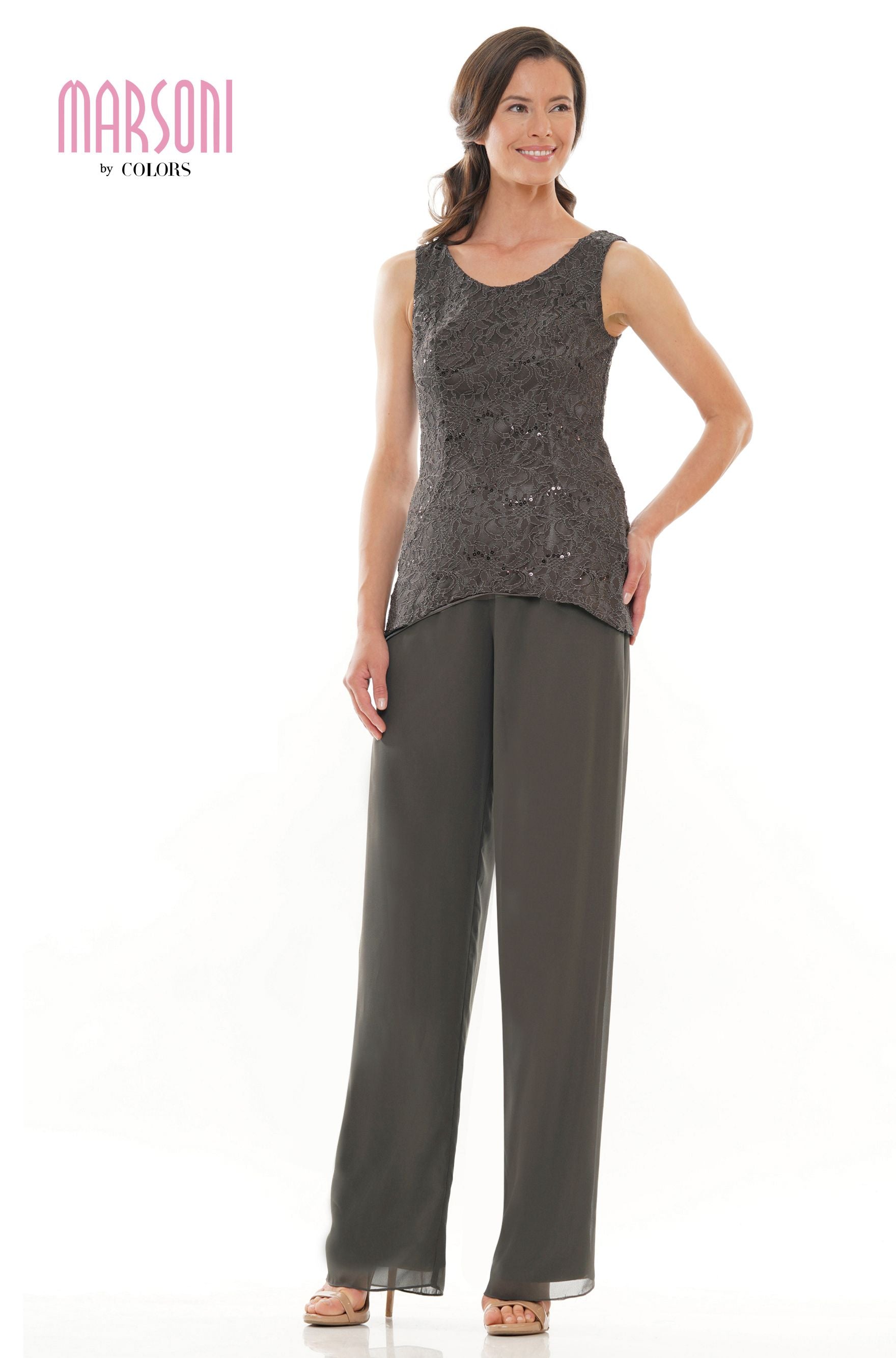 Marsoni by Colors -M303 Chiffon Jacket and Pants Suit