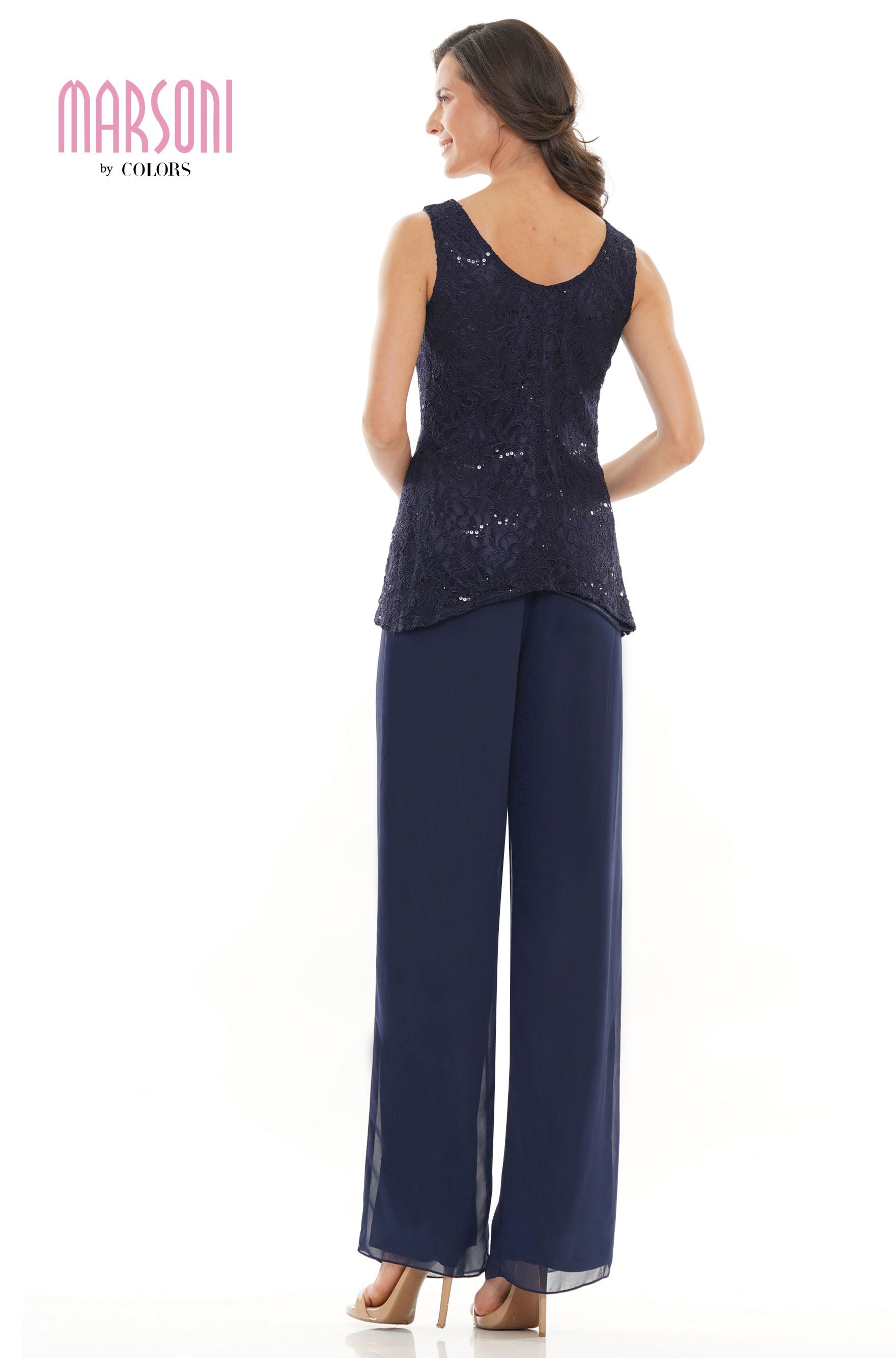 Marsoni by Colors -M303 Chiffon Jacket and Pants Suit