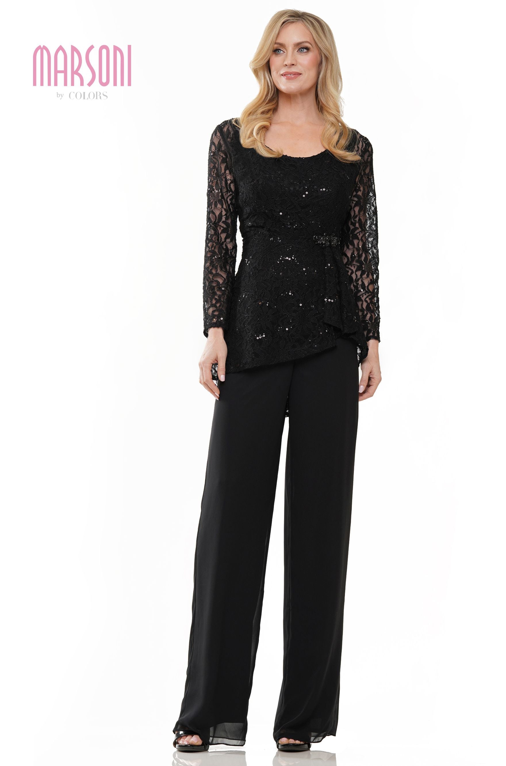 Marsoni by Colors -M305 Pantsuit With Stretch Lace Jacket