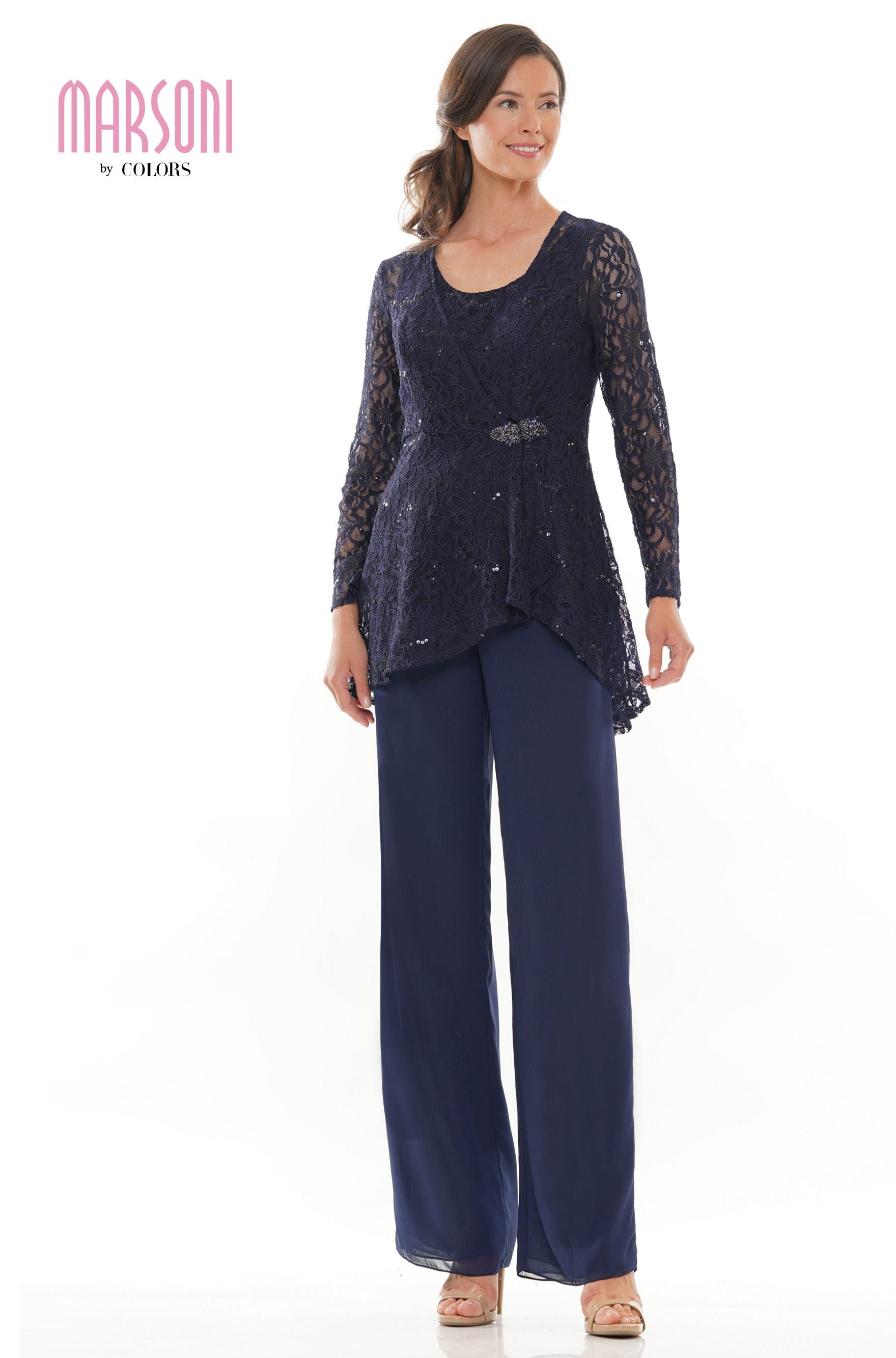 Marsoni by Colors -M305 Pantsuit With Stretch Lace Jacket