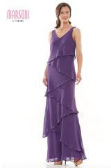 Marsoni by Colors -M309 Ruffled Sheath Dress With Jacket