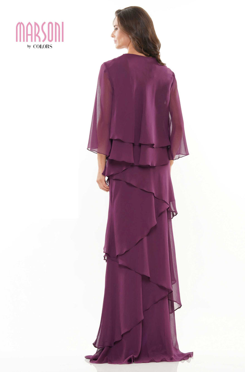 Marsoni by Colors -M309 Ruffled Sheath Dress With Jacket
