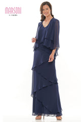 Marsoni by Colors -M309 Ruffled Sheath Dress With Jacket