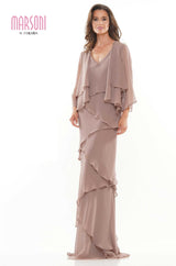 Marsoni by Colors -M309 Ruffled Sheath Dress With Jacket