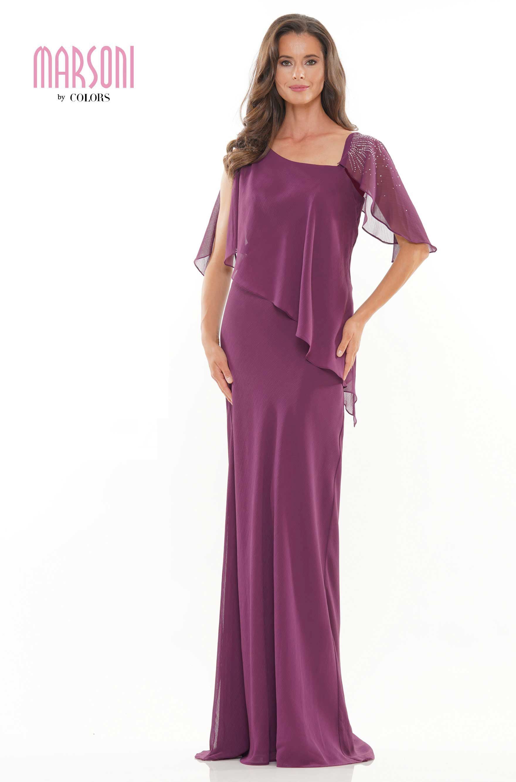 Marsoni by Colors -M313 Ruffle Sheath Dress With Flutter Sleeves