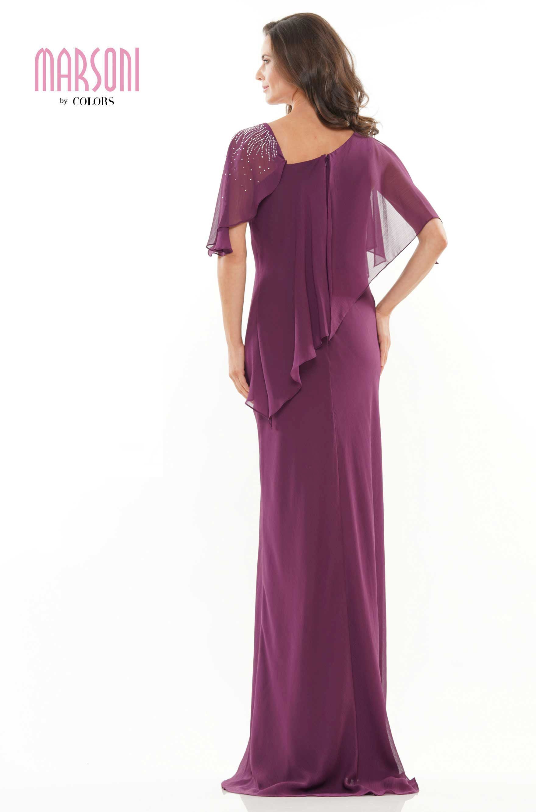 Marsoni by Colors -M313 Ruffle Sheath Dress With Flutter Sleeves