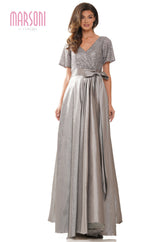 Marsoni by Colors -M316 A Line Dress With Bow Tie