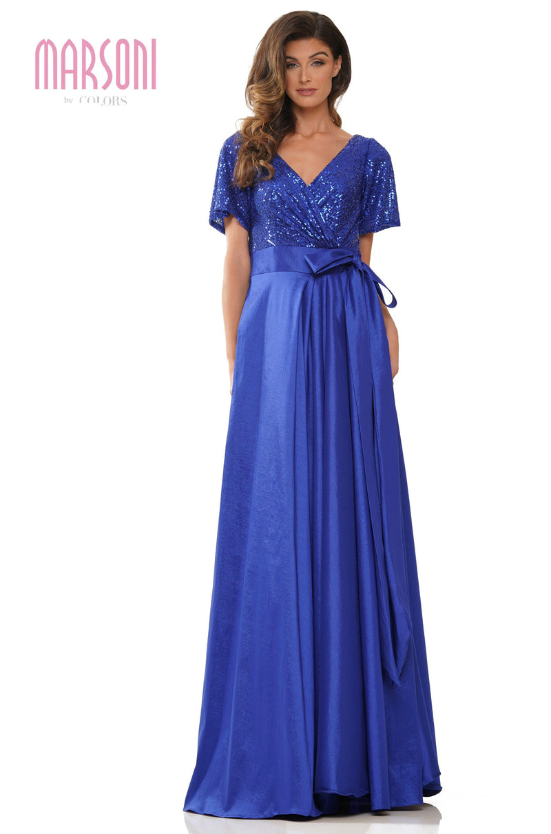 Marsoni by Colors -M316 A Line Dress With Bow Tie