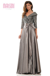Marsoni by Colors -M317 Off Shoulder Dress With Sequin Bodice